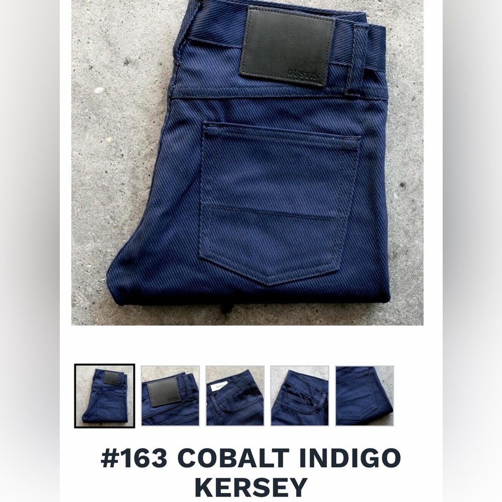 Gustin Cobalt Indigo Kersey Navy Pants Size 38 Slim New